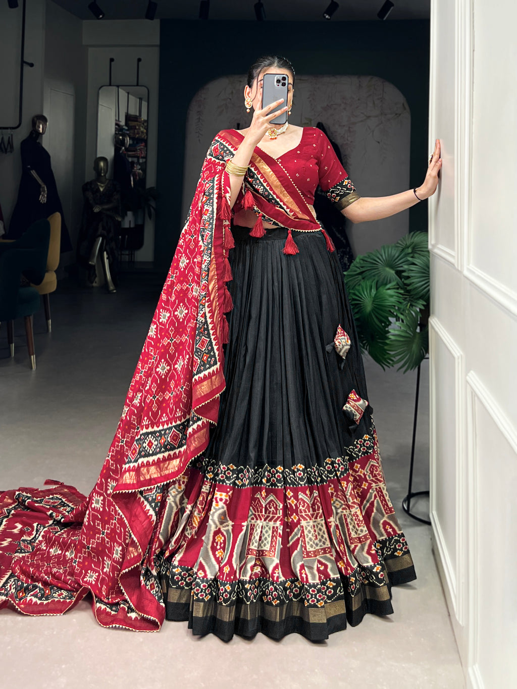 Designer Semi-Stitched Tussar Silk Lehenga Choli | Printed Blouse & Matching Dupatta | Elegant for Wedding, Festival, Reception & Party