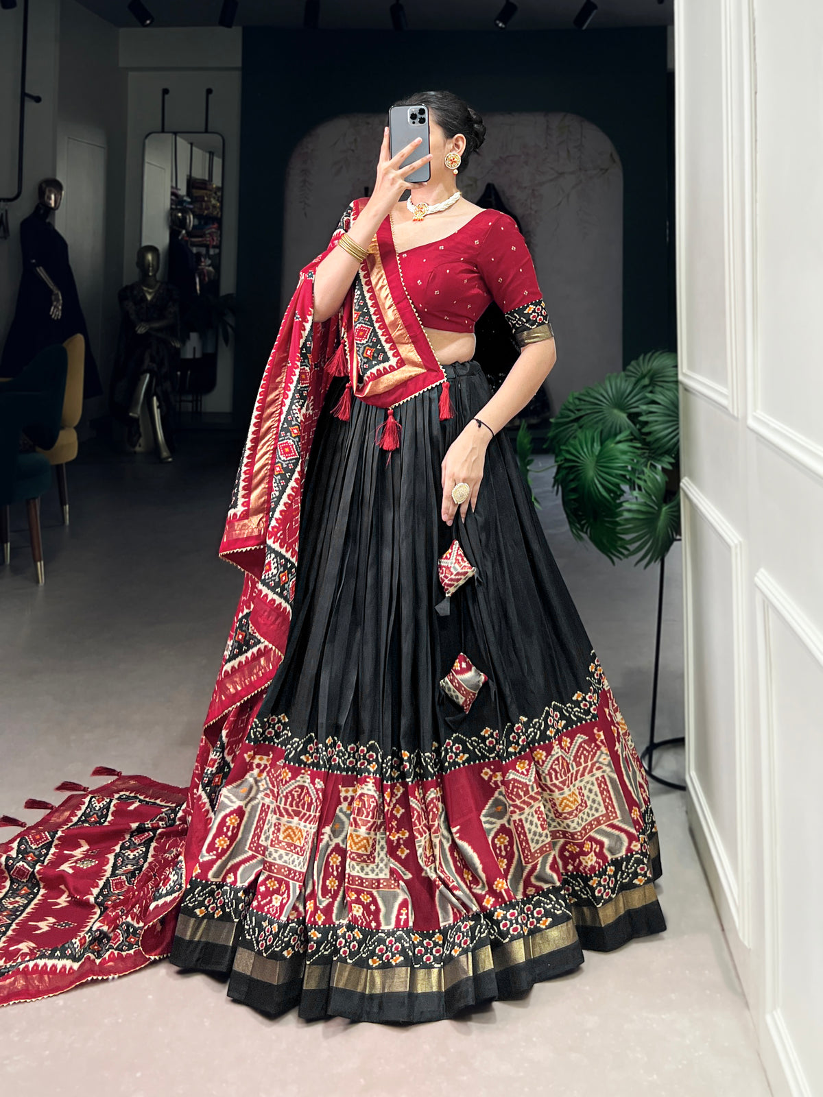 Designer Semi-Stitched Tussar Silk Lehenga Choli | Printed Blouse & Matching Dupatta | Elegant for Wedding, Festival, Reception & Party