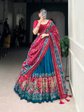 Designer Semi-Stitched Tussar Silk Lehenga Choli | Printed Blouse & Matching Dupatta | Elegant for Wedding, Festival, Reception & Party
