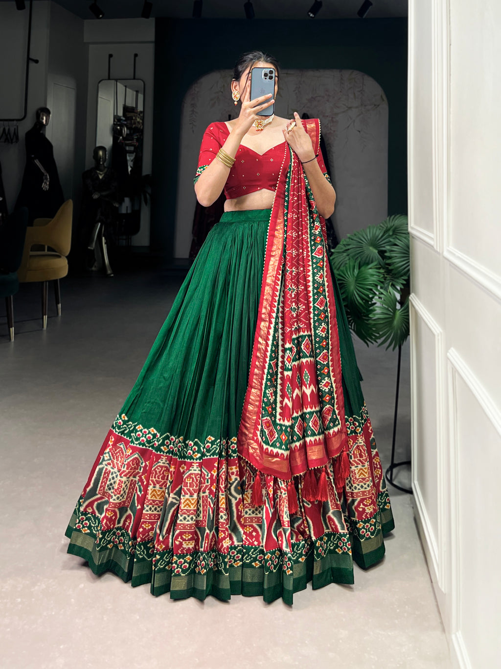 Designer Semi-Stitched Tussar Silk Lehenga Choli | Printed Blouse & Matching Dupatta | Elegant for Wedding, Festival, Reception & Party