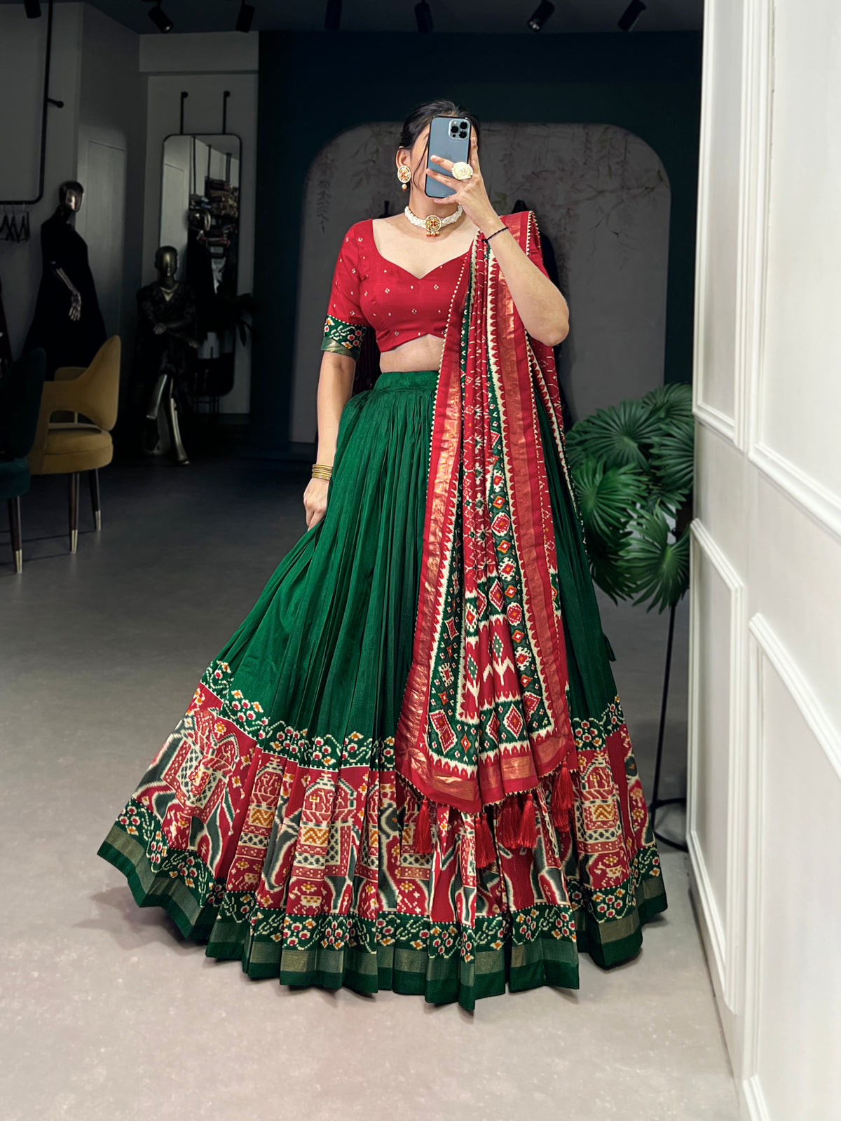 Designer Semi-Stitched Tussar Silk Lehenga Choli | Printed Blouse & Matching Dupatta | Elegant for Wedding, Festival, Reception & Party