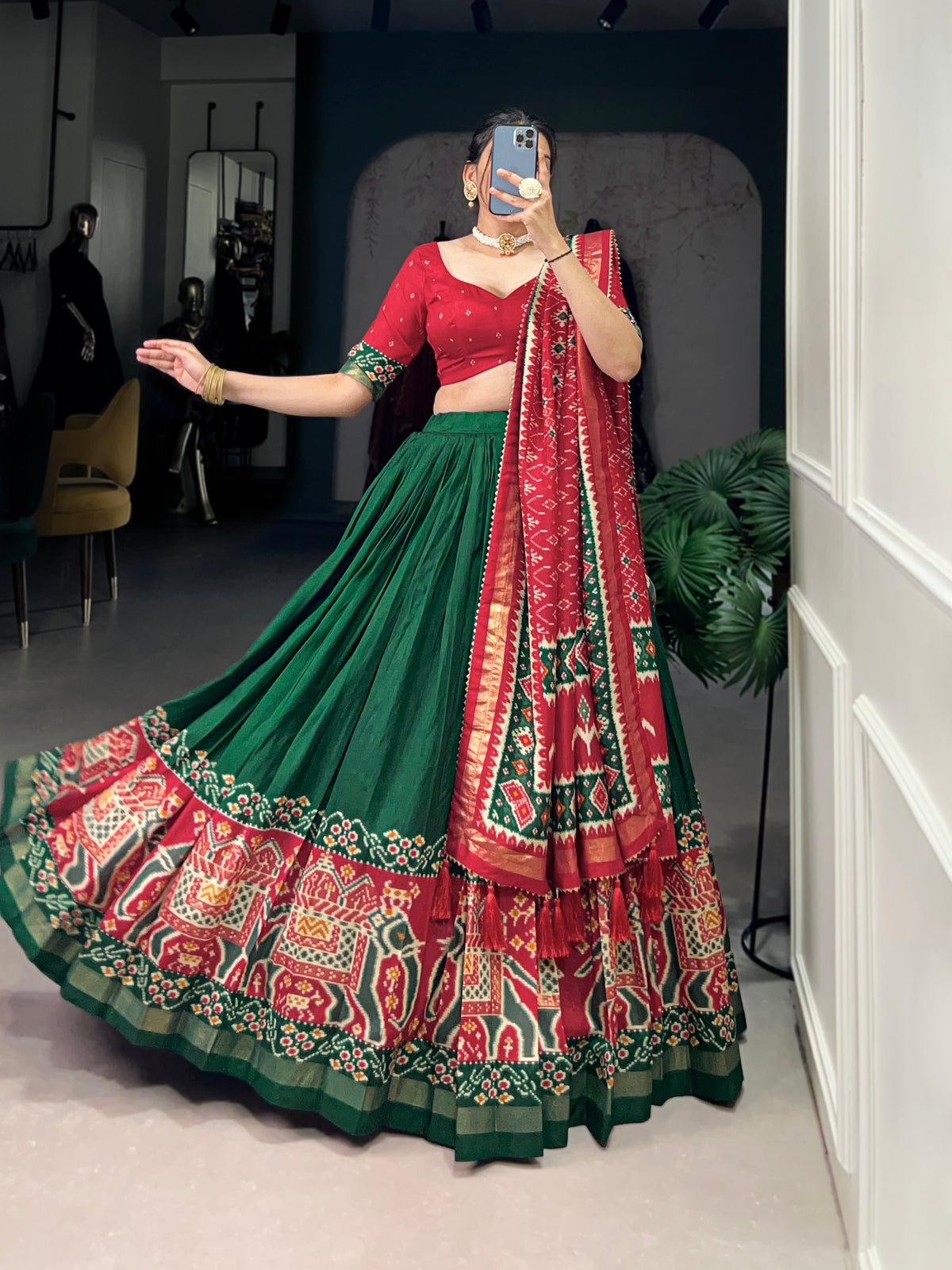 Designer Semi-Stitched Tussar Silk Lehenga Choli | Printed Blouse & Matching Dupatta | Elegant for Wedding, Festival, Reception & Party