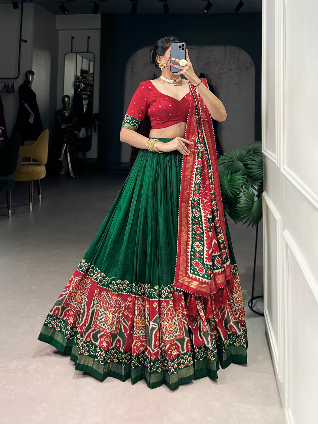 Designer Semi-Stitched Tussar Silk Lehenga Choli | Printed Blouse & Matching Dupatta | Elegant for Wedding, Festival, Reception & Party
