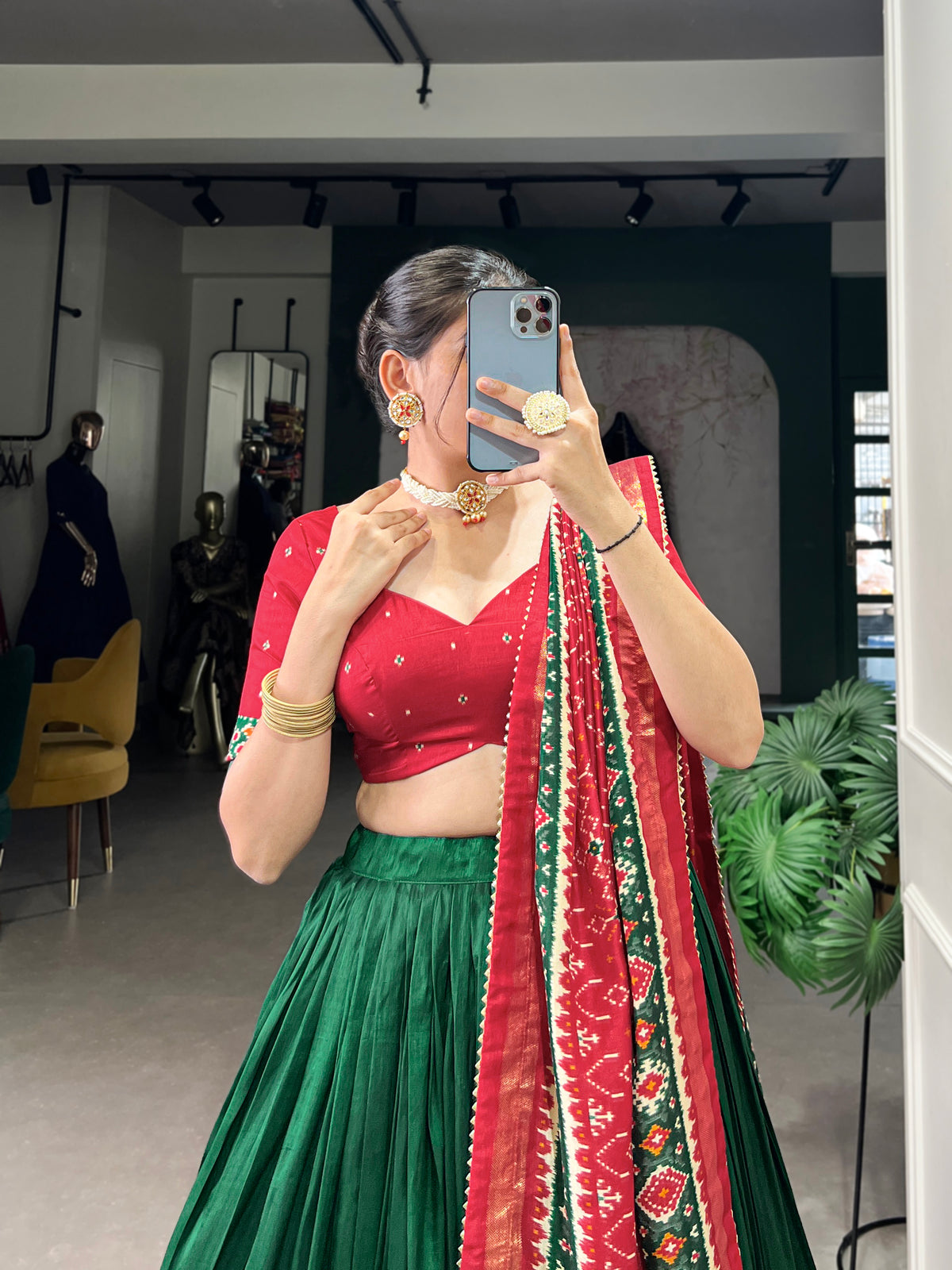 Designer Semi-Stitched Tussar Silk Lehenga Choli | Printed Blouse & Matching Dupatta | Elegant for Wedding, Festival, Reception & Party