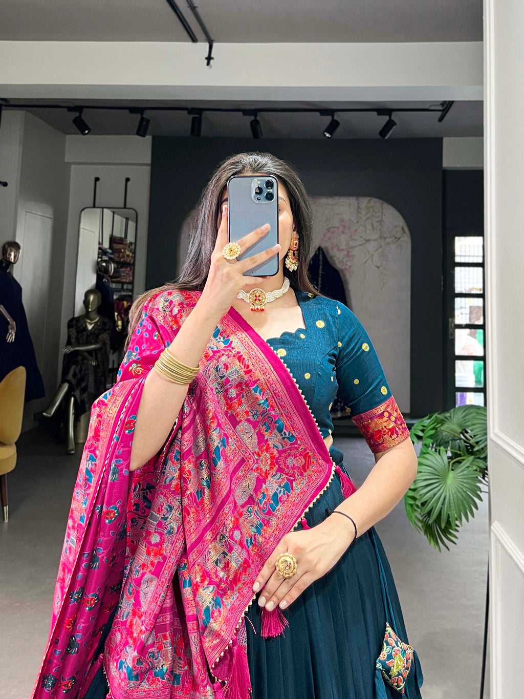 Designer Semi-Stitched Tussar Silk Lehenga Choli | Printed Blouse & Matching Dupatta | Elegant for Wedding, Festival, Reception & Party