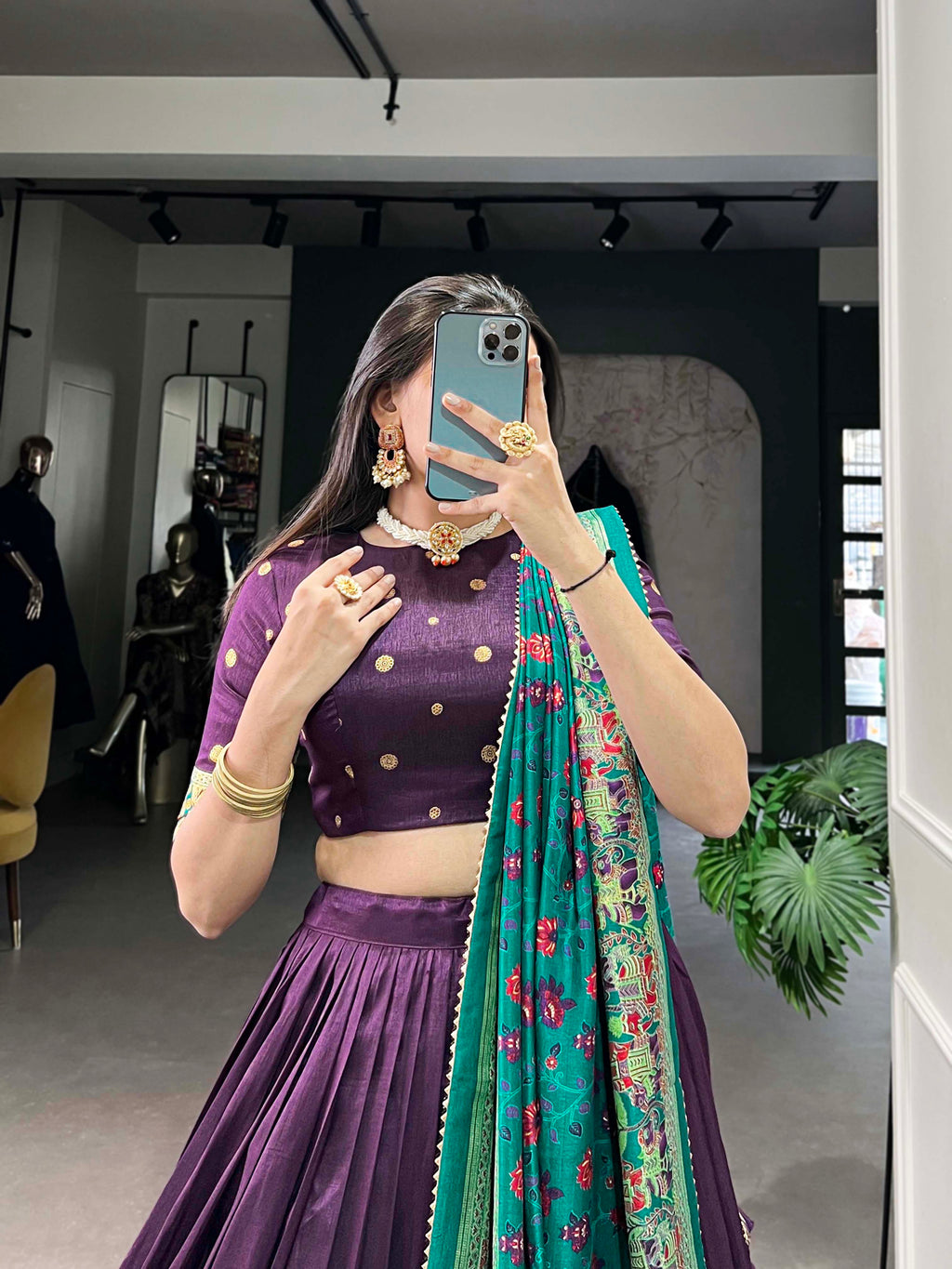 Designer Semi-Stitched Tussar Silk Lehenga Choli | Printed Blouse & Matching Dupatta | Elegant for Wedding, Festival, Reception & Party