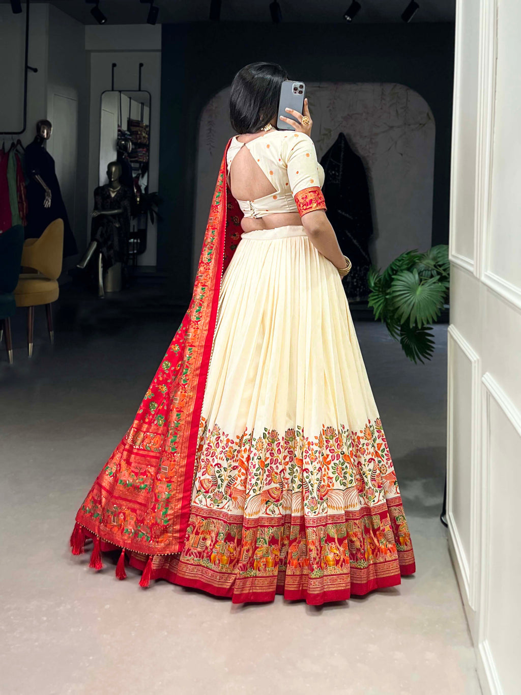 Designer Semi-Stitched Tussar Silk Lehenga Choli | Printed Blouse & Matching Dupatta | Elegant for Wedding, Festival, Reception & Party