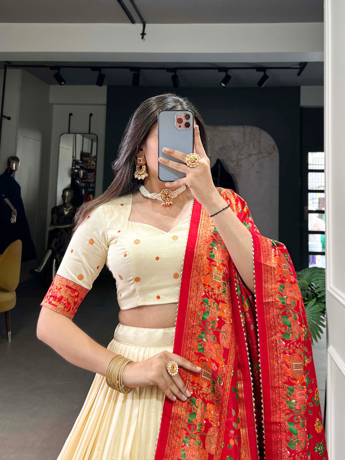 Designer Semi-Stitched Tussar Silk Lehenga Choli | Printed Blouse & Matching Dupatta | Elegant for Wedding, Festival, Reception & Party