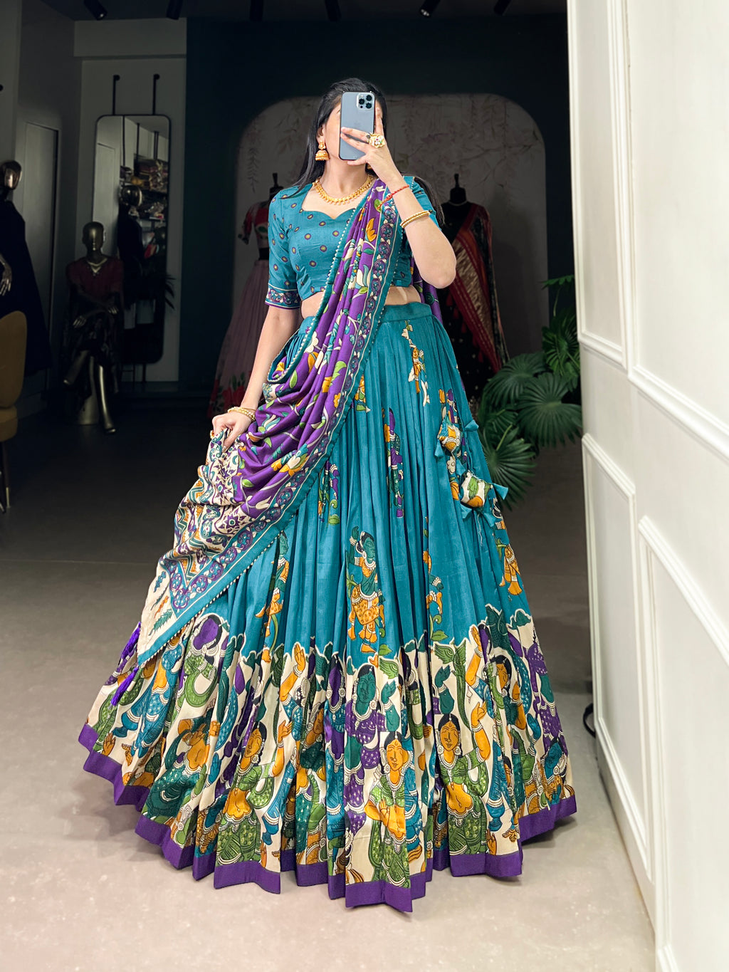 Designer Semi-Stitched Tussar Silk Lehenga Choli | Printed Blouse & Matching Dupatta | Elegant for Wedding, Festival, Reception & Party