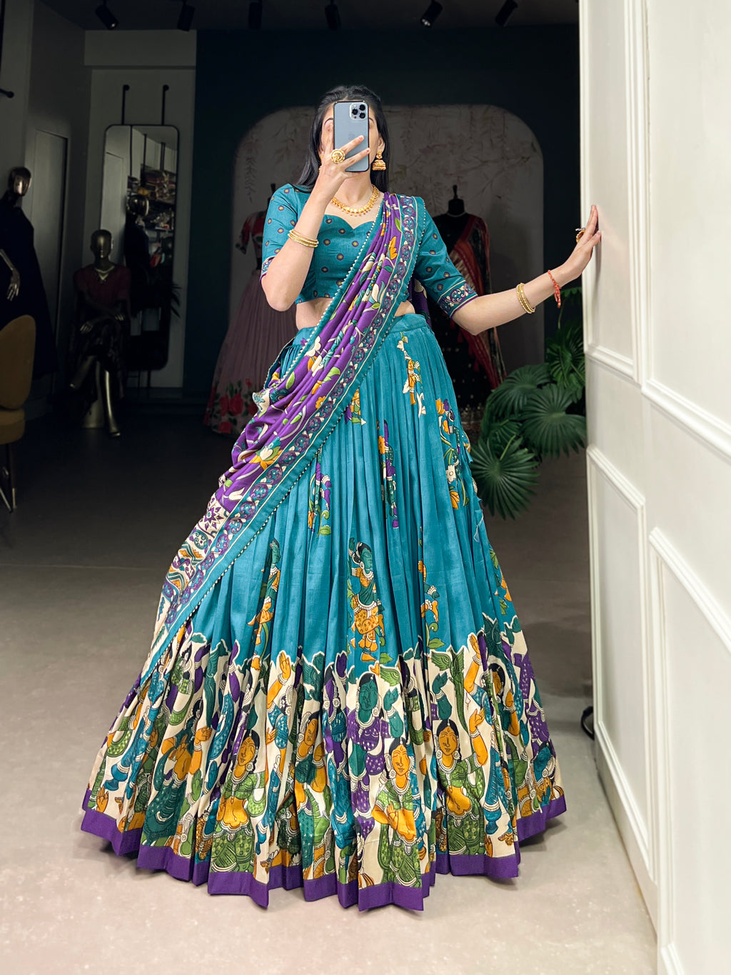 Designer Semi-Stitched Tussar Silk Lehenga Choli | Printed Blouse & Matching Dupatta | Elegant for Wedding, Festival, Reception & Party
