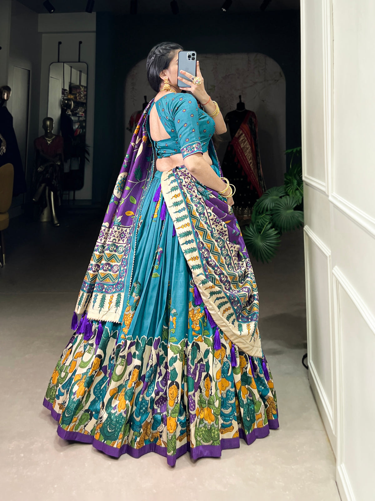 Designer Semi-Stitched Tussar Silk Lehenga Choli | Printed Blouse & Matching Dupatta | Elegant for Wedding, Festival, Reception & Party