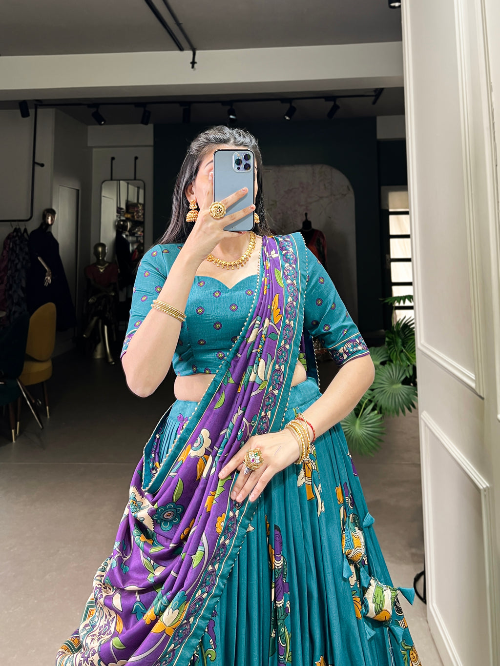 Designer Semi-Stitched Tussar Silk Lehenga Choli | Printed Blouse & Matching Dupatta | Elegant for Wedding, Festival, Reception & Party