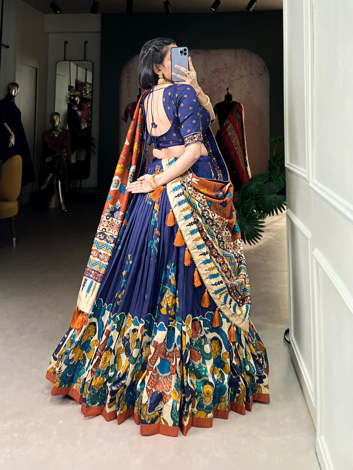 Designer Semi-Stitched Tussar Silk Lehenga Choli | Printed Blouse & Matching Dupatta | Elegant for Wedding, Festival, Reception & Party