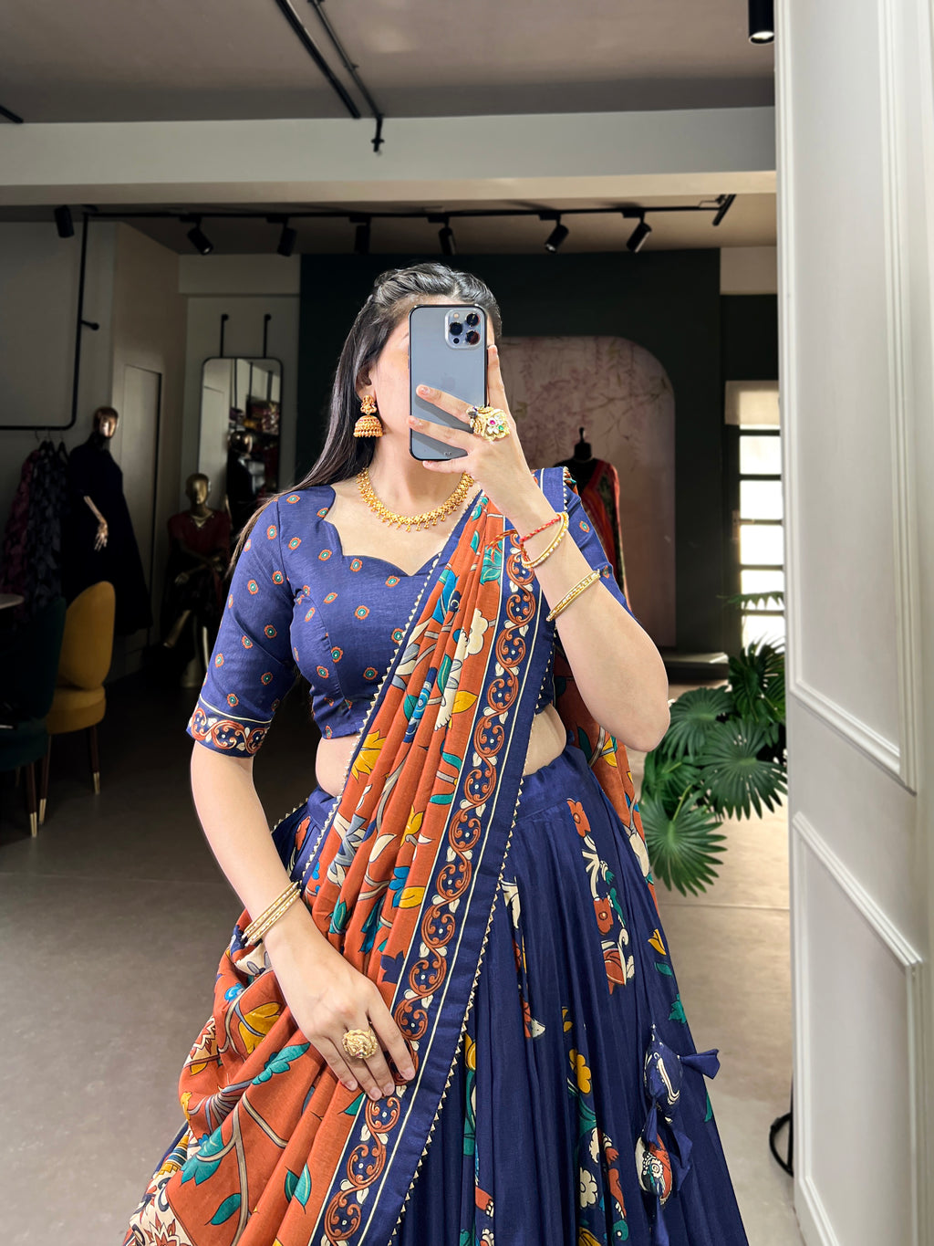 Designer Semi-Stitched Tussar Silk Lehenga Choli | Printed Blouse & Matching Dupatta | Elegant for Wedding, Festival, Reception & Party