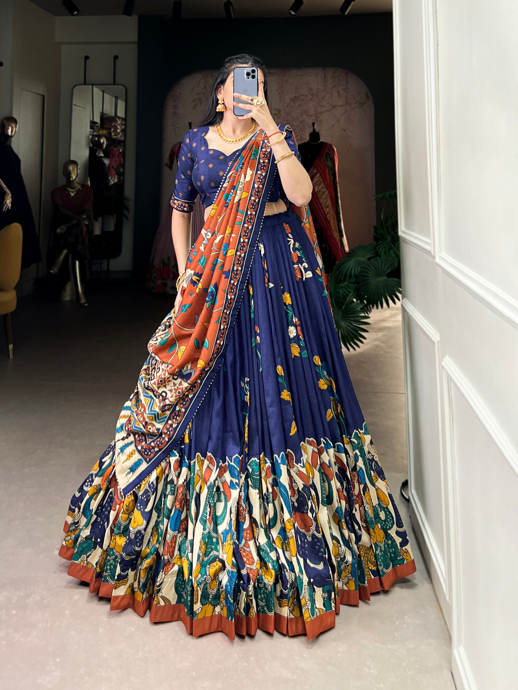 Designer Semi-Stitched Tussar Silk Lehenga Choli | Printed Blouse & Matching Dupatta | Elegant for Wedding, Festival, Reception & Party