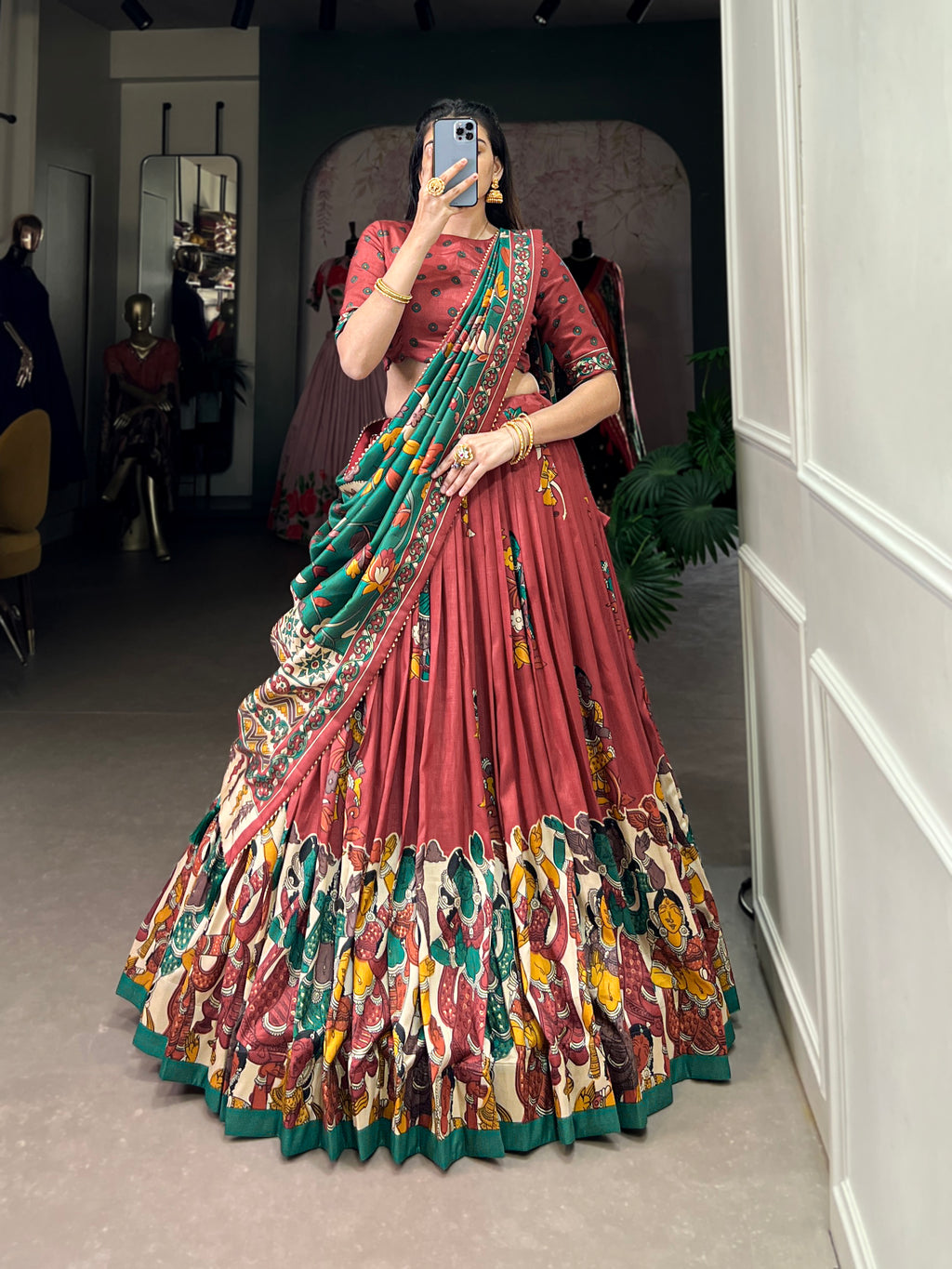 Designer Semi-Stitched Tussar Silk Lehenga Choli | Printed Blouse & Matching Dupatta | Elegant for Wedding, Festival, Reception & Party