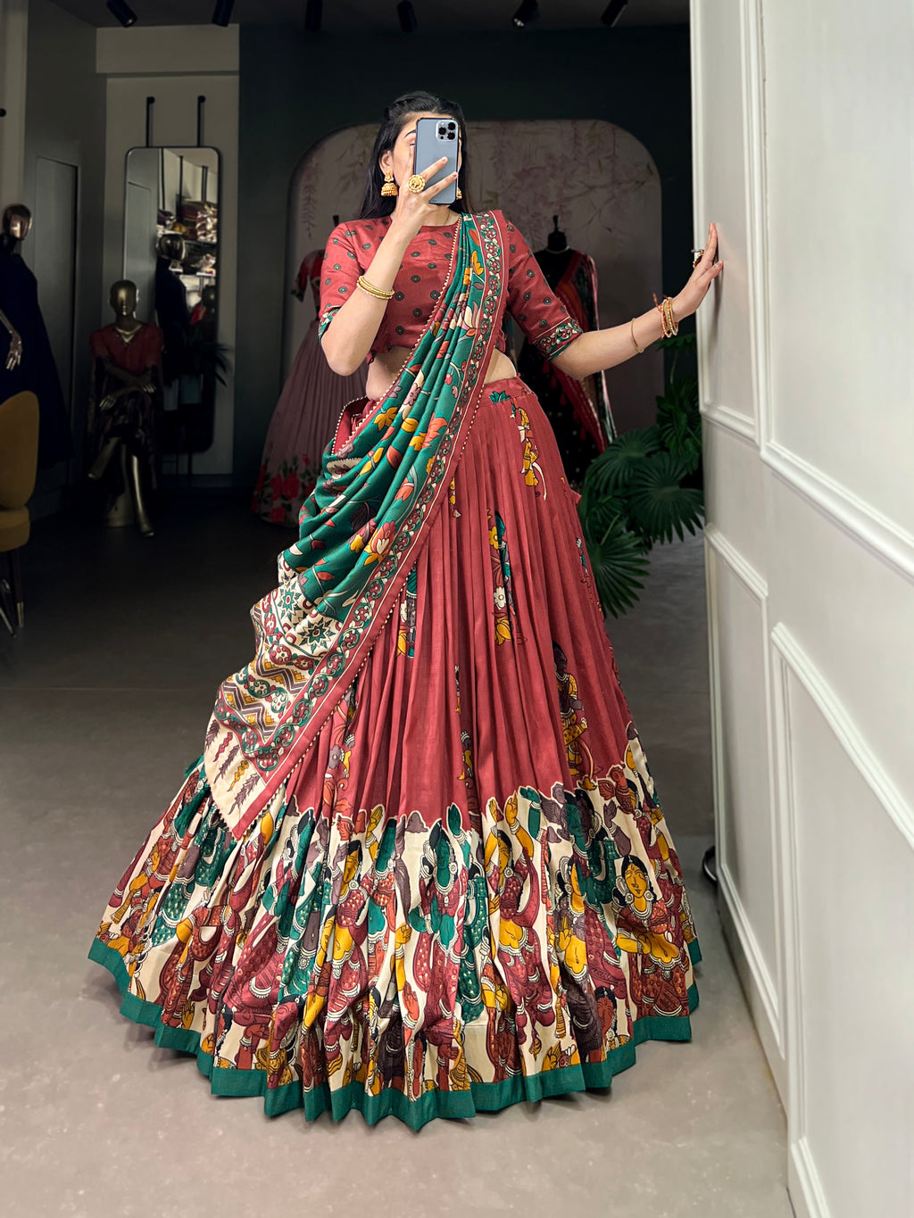 Designer Semi-Stitched Tussar Silk Lehenga Choli | Printed Blouse & Matching Dupatta | Elegant for Wedding, Festival, Reception & Party