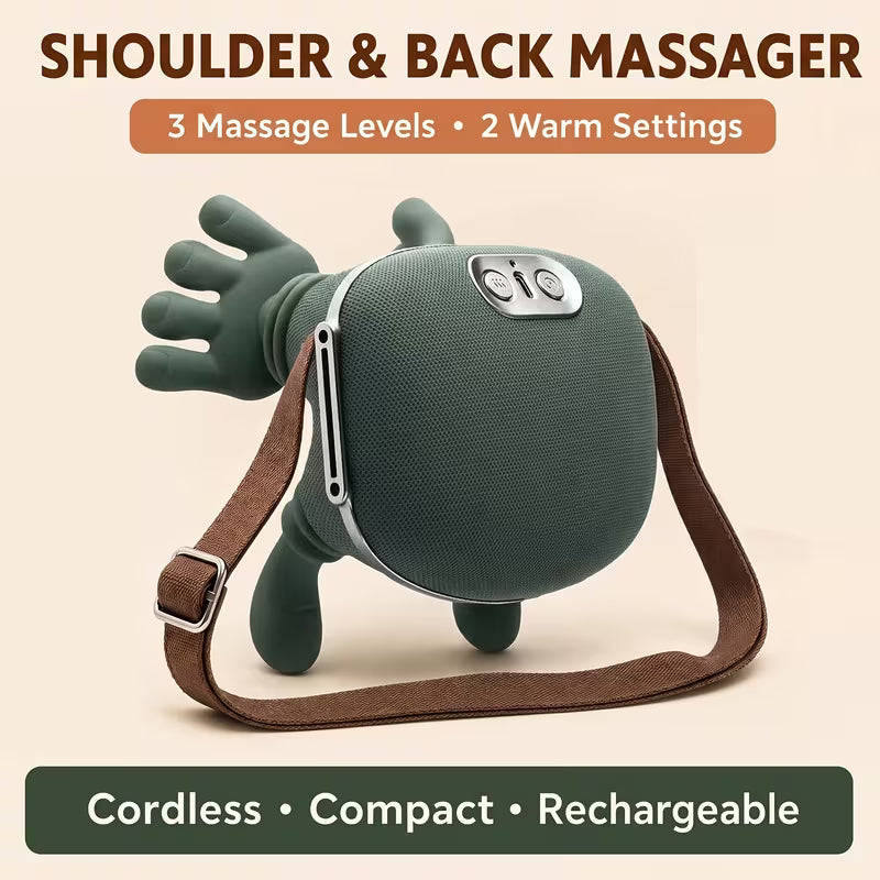 Portable 5D Kneading Neck And Shoulder Massager, USB Rechargeable Wireless Massage Device with 4-Claw Design, Heat Function, Finger-Like Kneading Experience for Neck, Back And Waist, Home Relaxation Gift for Men And Women, Olive Green