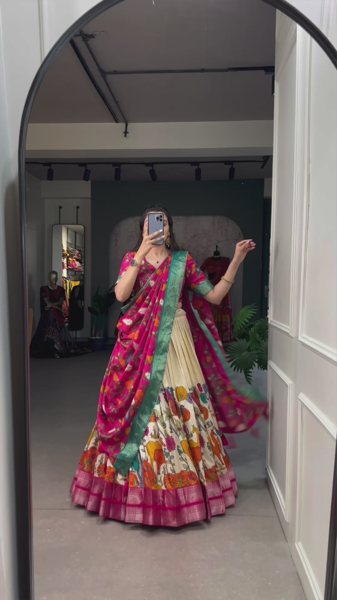 Designer Semi-Stitched Tussar Silk Lehenga Choli | Printed Blouse & Matching Dupatta | Elegant for Wedding, Festival, Reception & Party